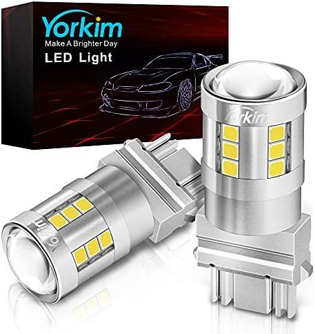 Yorkim 3157 LED Bulb White, 6500K high brightness 3156 led bulb with projector 3057 3056 3457 4157 bulb led Replacement Lamp for Turn Signal Reverse Brake Tail Lights or Day Running Light, pack of 2