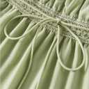 SOLY HUX Women's Square Neck Short Sleeve Peplum Tops Tie Front Summer Teen Girls Babydoll Top T Shirt (Green, XL)