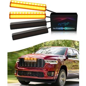 LED Grill Lights for Dodge Ram 2025 2024-2019 Grille Raptor Lights Ram 1500 2500 3500 Accessories Front Grille Trims,4pcs (Yellow)