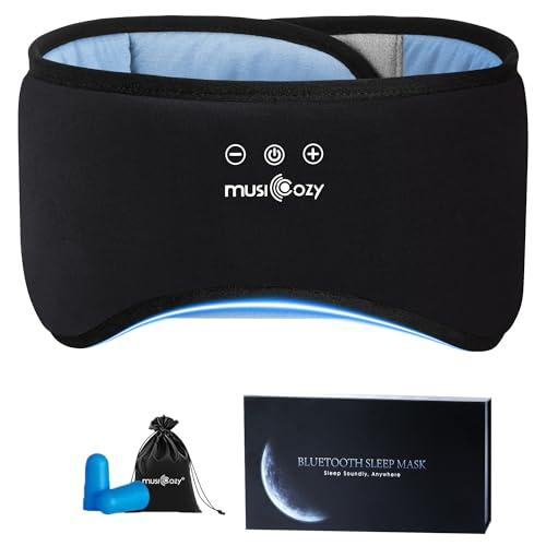 MUSICOZY Sleep Headphones Eye Mask Bluetooth 5.4, Bamboo Cotton Full Coverage Headphones Headband for Side Sleepers, Wireless Earphones with Speaker Sleep Music Earbuds for Men Women (Classic Black)