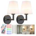 Nekhung Battery Operated Wall Sconces Set of 2, Wireless Wall Light with 10000mAh RGB Dimmable Magnetic Bulb, Rechargeable Wall Sconce with Remote Control for Bedroom Living Room