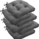 Chair Cushions Set of 6 for Dining Chairs, 16.5"x15.5" Kitchen Chair Pads with Memory Foam, Non-Slip Bottom & Ties, Tufted Indoor Seat Cushions for Home Use  Dark Grey