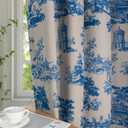 Blue Toile Curtains for Living Room 84 Inch Length 2 Panels Set Linen Toile de Jouy French Country Vintage Victorian Window Curtain Drapes for Bedroom Rod Pocket