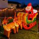 8 FT Christmas Inflatables Santa Claus in Sleigh with Two Reindeer Outdoor Decorations Blow Up Yard Santa Claus with Built-in LEDs (Two Reindeer)