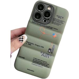 Puffer Case with Sports Shoes Brand Design for iPhone 12 Pro Max,Sneakers Ins White or Black Label Soft Cover-Green Puffy Cover for iPhone 14 13 12 11 Pro Max Plus X XS XR 7 8 (Green)