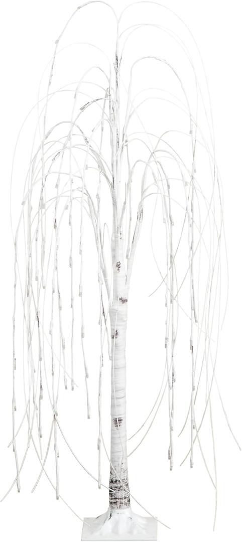 Nearly Natural 4ft. Pre-Lit Artificial White Weeping Willow Tree with 120 Warm White LED Lights