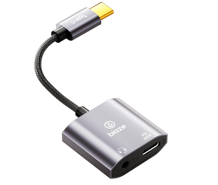 USB C to Dual USBC Headphone and Charger Adapter, USB C Splitter 1 in 2 Out Male to Female Audio Dongle Cable with 60W Fast Charging for iPhone 16/15, Samsung Galaxy S25/S24/S23