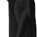 Fixmatti Women's Fuzzy 3 Piece Sweatsuit Open Front Cardigan Crop Tank Tops Wide Legs Pants Lounge Sets (Large, 1-black)