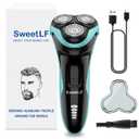SweetLF Electric Razor for Men with Pop-Up Trimmer, IPX7 Waterproof Electric Shaver, Rechargeable Cordless Shavers for Men, Type-C, 120Mins Runtime, Plug & Play (Black &Sky Blue)