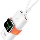 Portable Charger for iPhone & Apple Watch, 10000mAh Power Bank with Built-in Cable, 20W Fast Charging Battery Pack Compatible with iPhone 16/15/14/13/12/Pro Max, Apple Watch Series -White