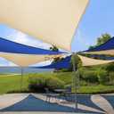 Patio Paradise 20' x20'x 20' Beige Sun Shade Sail Triangle Canopy - Permeable UV Block Fabric Durable Outdoor 