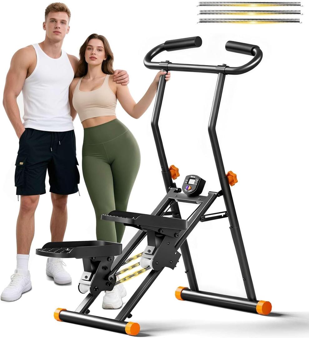 Stair Stepper for Home Gym, 350 lbs Capacity Cardio Machine with Adjustable Height, Non-Slip Pedals, LCD Display, Foldable Design for Full Body Workout for Women Men