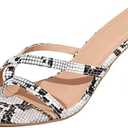 Women's Strappy Thong Heeled Sandals Square Open Toe Slip On Stiletto Heels Flip Flops Fashionable Sexy Backless Kitten Heel Slippers Shoes
