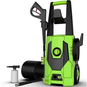 AgiiMan Electric Pressure Washer - 5000PSI Max 3.6 GPM Power Washer with 35FT Power Cord, 20FT Hose, Soap Tank, High Pressure Washer Electric Powerd Car Cleaning for Garden, Patios, Yard, Green