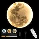 QIYIMEILUX Large Moon Wall Sconce Plug in Modern LED Dimmable Wall Light with Remote Control 23.6 inch 31W Black Wall Lamp Indoor Wall Mounted Lighting Ceiling Light for Living Room Bedroom