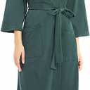 U2SKIIN Womens Robes, 100% Cotton Lightweight Robes 3/4 Sleeves Kimono Knit Soft Loungewear Short Bathrobe (Small, Teal Blue-cotton)