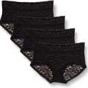 Amazon Essentials Women's Comfortable Lace Stretch Hipster Underwear, Pack of 4 (Large, Black)