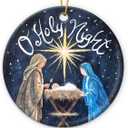 3 x Nativity Scene Ornament 2025, Religious Gifts for Women, Men, Christian Family, Church Members, Oh Holy Night Ceramic Ornaments for Catholic Christmas Decorations, Unique Christian Gift