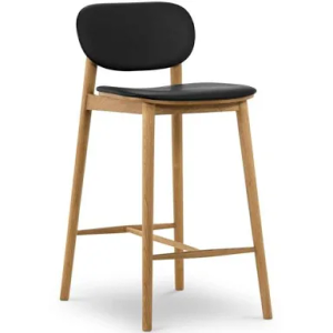 Poly and Bark Black/Oak Bonato Leather Counter Stool