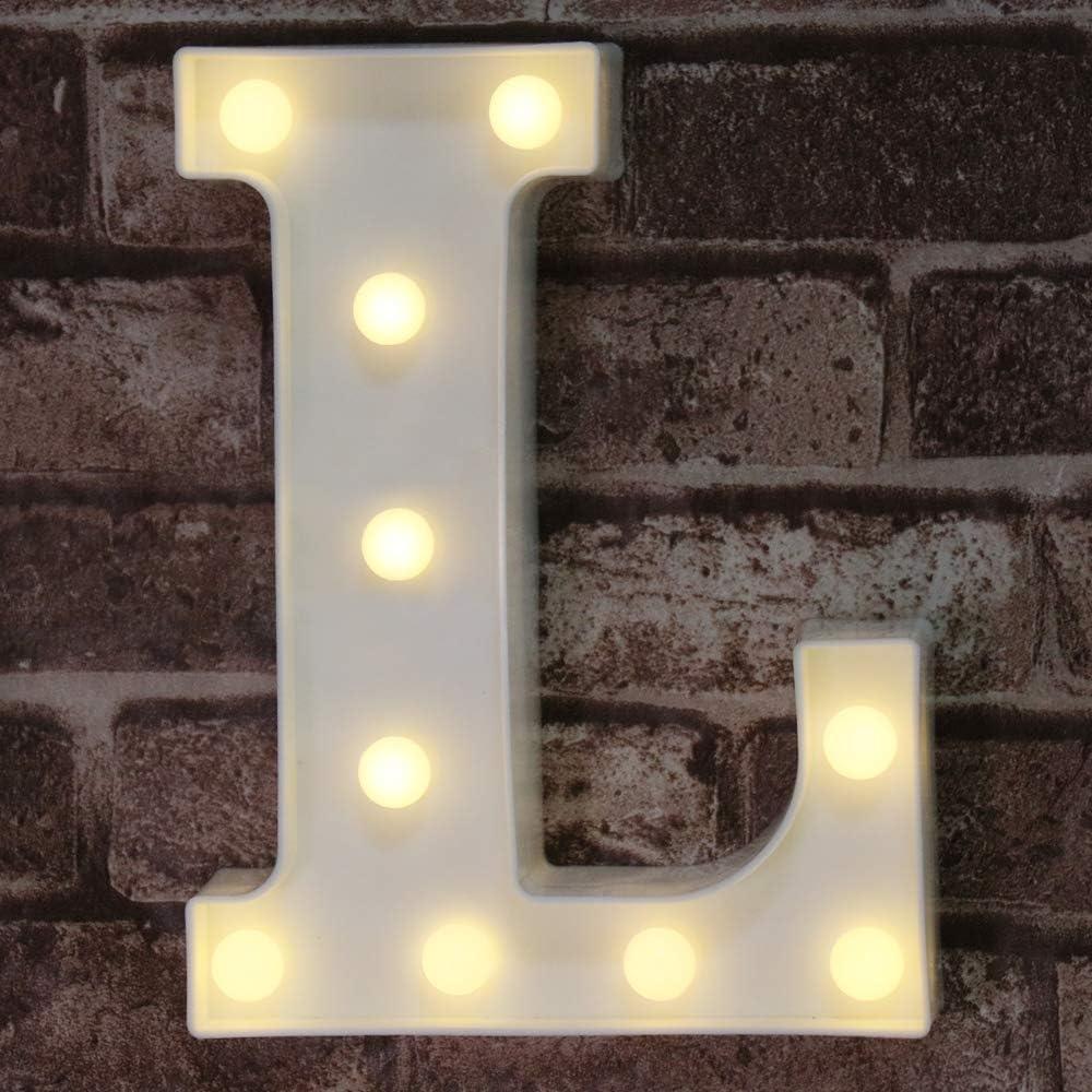Pooqla LED Marquee Letter Lights Sign, Light Up Alphabet Letter for Home Party Wedding Decoration L (Warm White)