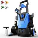 Pressure Washer, with 55FT Cleaning Range, 4 Nozzles, Foam Cannon, High Pressure Cleaning Machine for Cars, Homes, Patios, Fences, Blue