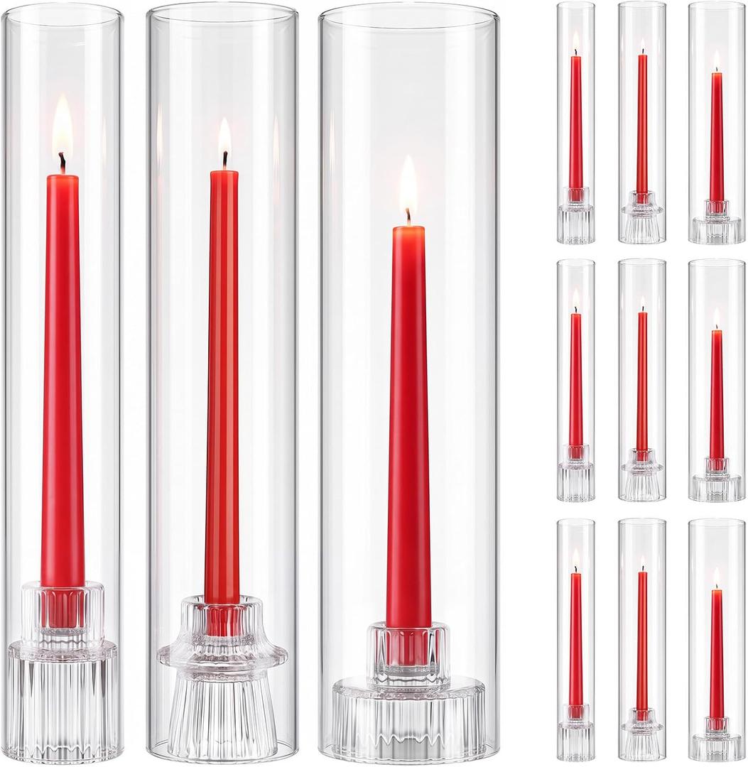 Hurricane Glass Candle Holders Set of 12 Reversible Candlesticks Bulk