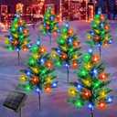 Homeleo 6-Pack Solar Small Christmas Trees for Outdoor Decorations, 120 LED Artificial Prelit Christmas Tree, Solar Powered Mini Xmas Tree with Lights for Outside Pathway Porch Yard Christmas Decor