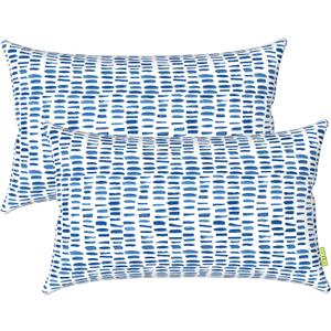 LVTXIII Set of 2 Patio Lumbar Pillows, 12x20 Fade Resistant Outdoor Lumbar Pillow with Inners, Fluffy Decorative Garden Lumbar Cushions for Home Patio Coach Sofa Use, Pebble Blue