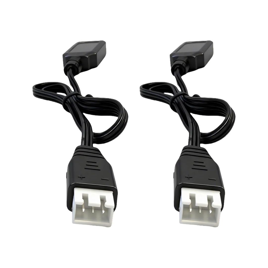 RC Car Charger 7.4V Battery Charger with XH-3P Plug for SCX24 Truck, Rock Crawler, Orbee Gun, Gel Blaster, Splatter Ball Gun USB Charger Cable (2 Pack)