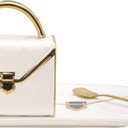 YnsfreeCeramic Purse Coffee Mugs Set Tea Cup Unique Bag shaped mug and Saucer Set with Spoon and Saucer For Women Thanksgiving Christmas Gifts (White)