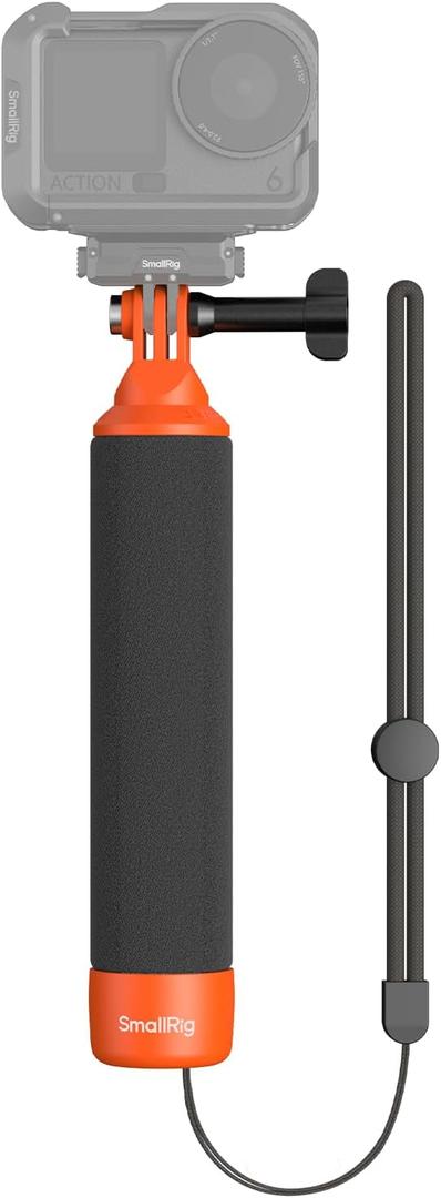 SmallRig Floating Hand Grip Waterproof Monopod, Action Camera Accessories for DJI Action 6/5 Pro/4/3, for Go Pro Hero 13/12/11/10 Black, for Insta360, Underwater Hand Stick for Water Sports (Orange)
