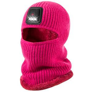Winter Balaclava Knitted Ski Mask with LED Light - Fleece Lined Full Face Cover Windproof Snow Mask for Men & Women for Skiing,Snowboarding, Motorcycling