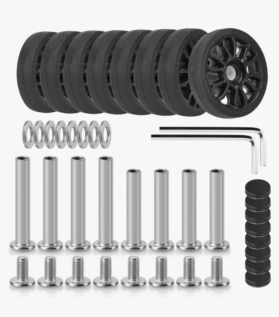 Domiella 8 PCs 1.97in / 50mm Luggage Wheels Replacement, Smooth Swivel Caster Wheels, Wear-Resistant Rubber Suitcase Trolley Wheels Repair Kit