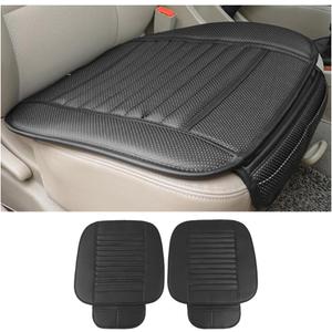 zipelo 2 Pack Car Seat Covers for Front Seats, Breathable Leather Cushion Protector, Anti-Slip Driver Seat Padded with Storage Pockets, Auto Interior Decoration for Most Vehicles (Black)
