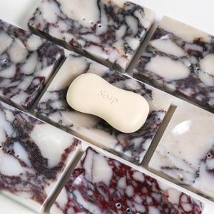 Luxurious Natural Marble Soap Dish Tray Marble Soap Holder Trinket Plate for Bathroom Sink Kitchen Countertop Bedroom Vanity Bathroom Accessory Rectangular2 Combinations (2Pack)