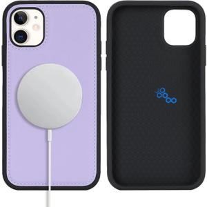 for Magsafe Magnetic case for iPhone 11 Leather case magsafe Compatible Wireless Charging-Purple