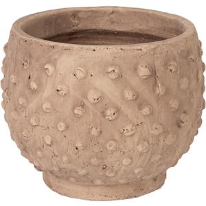 Creative Co-Op 9.25" Round Sandstone Hobnail Planter with Distressed Finish, Greige (Beige)