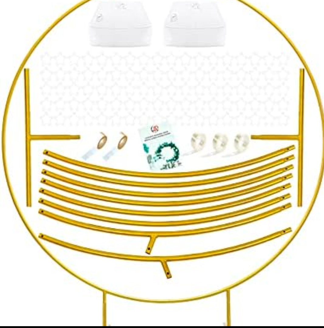 LANGXUN 7.2ft Gold Metal Round Balloon Arch kit, Backdrop Circle Stand Arch Frame for Wedding Birthday Party Decoration, Graduation Decorations and Baby Shower Photo Background