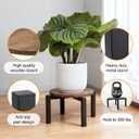 Vigordream Plant Stand Indoor, Heavy Duty Sturdy Metal Plant Holder, Wooden plant Stool, Single Plant Pot Stand Low Short Planter Stand Fit 5-10 Inch Pot (Dark Brown, Small)