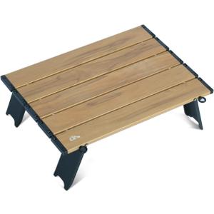 iClimb Ultralight Compact Mini Beach Picnic Folding Alu. Table with Carry Bag, Two Size (Nature - S)