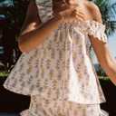 Farktop Womens Floral Print Pajama Sets Ruffle Trim Cami and Casual Shorts 2 Piece Lounge Set PJ (White, L)
