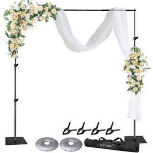 HYJ-INC Pipe and Drape Photography Backdrop Stand Kit Adjustable Photo Background Stand 10ft x 8.5ft with Metal Base for Parties Weddings Birthday Party Events Photo Booth With 4 Clamps,Carrying Bag.