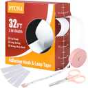 32Ft *1 Inch Hook and Loop Tape with Adhesive Back, Heavy Duty Double Sided Adhesive Strips, Strong Sticky Strips Roll for Home/Office/School/Car, White