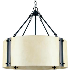 Chandelier Lighting Fixture, 4-Light, Retro White Drum Shade, Rustic Industrial Hand-Painted Pendant for Kitchen Island Living Dining Room Over Table, 23" W x 21.5" H (Retro-White, 23 Inches)