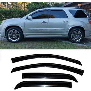 94632 Sunproof Waterproof Side Window Visor Wind Vent Deflector, 4pcs Dark Smoke Proective Nice Rain Guards Set fit for 2007-2016 GMC Acadia &2007-2010 Saturn Outlook