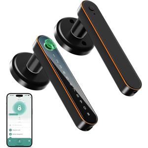 IRONZON Fingerprint Door Lock with Handle Smart Door Lock with Keypad for Home Hotel Office Apartment Bedroom (ORB)