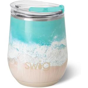 Swig Life 12oz Wine Tumbler with Lid, Stainless Steel, Dishwasher Safe, Portable, Triple Insulated Wine Tumbler (High Tide)