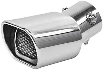 Stainless Steel Car Exhaust Square Tip, 2.5" to 3.7" Universal Car Exhaust Pipe Tail Throat Tail Pipe, Modification Tailpipe Flue Muffler Rear Tip Pipe with Mesh (Curved,Silver)