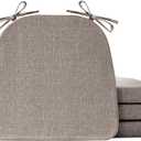 Chair Cushions for Dining Chairs Set of 4, Non Slip Kitchen Chair Pads, 17" x 16" x 2", Indoor Dining Chair Cushions with Ties, D-Shaped Seat Cushions for Kitchen Chairs, Light Brown