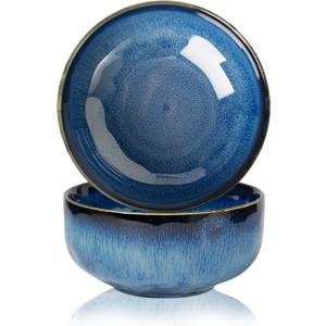 Serving Bowls - 22 Ounce Bowls Set - Ceramic Bowl Set of 2-5.75 inch for Salad, Soup,Cereal Bowls for Kitchen (Royal Blue)